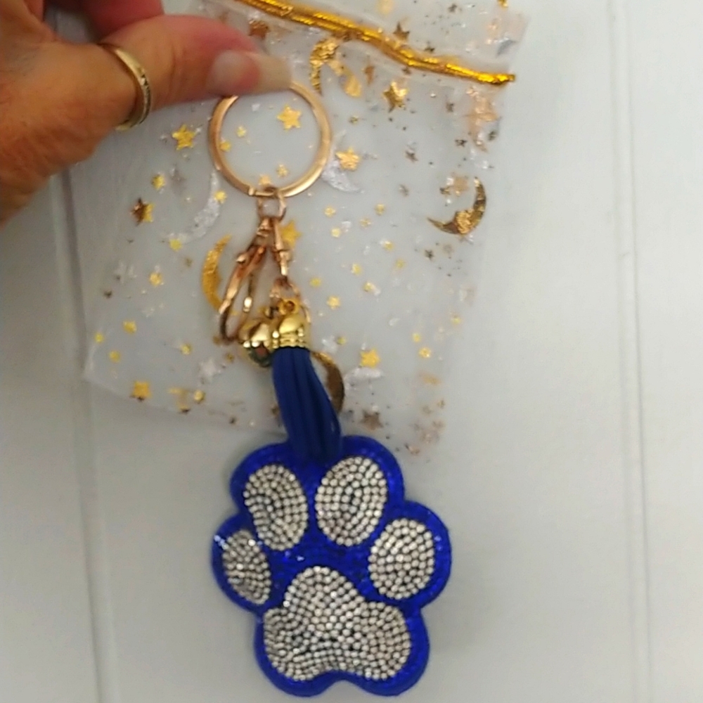 Crystal Dog Paw Keychain